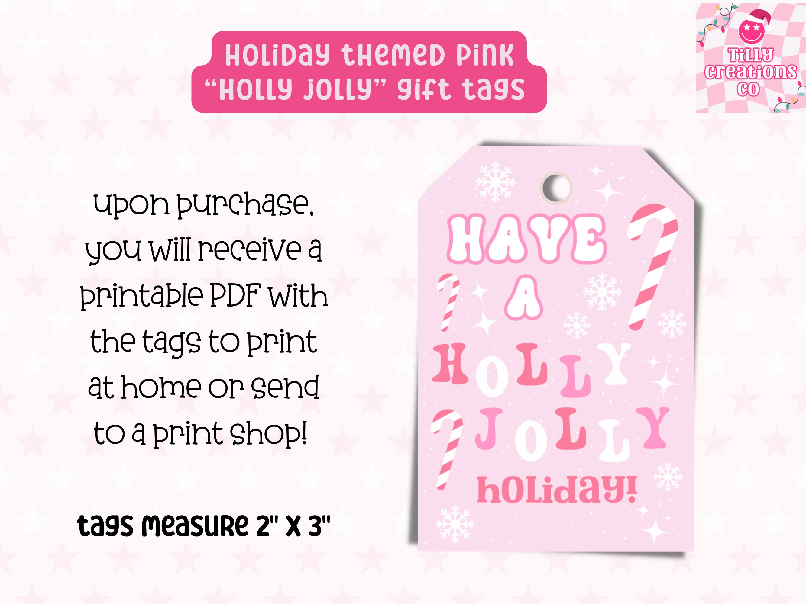 Pink Holiday Gift Tags • Printable Digital Download Classroom Party ...