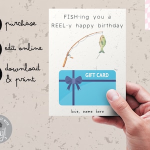 Regalo de cumpleaños personalizado • Descarga digital Papá Tío Abuelo Amigo Primo Titular de la tarjeta de regalo • Pesca • Regalo amante de los peces • Regalo de pescador