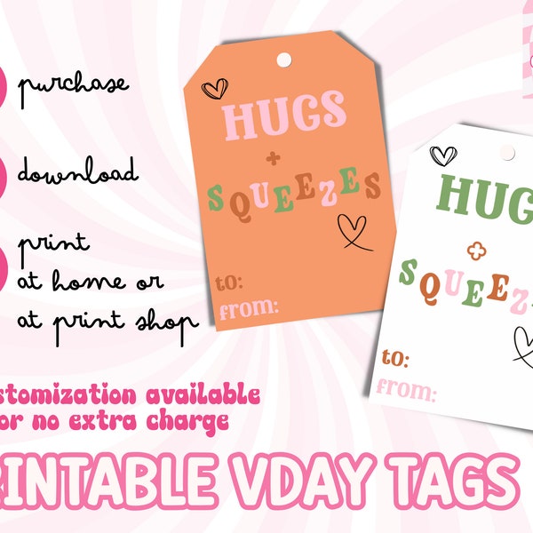 Green Orange Valentine's Day Gift Tags • Printable Digital Download • Toddler Party Favor Squeeze Pouch Tag School • Customization Available