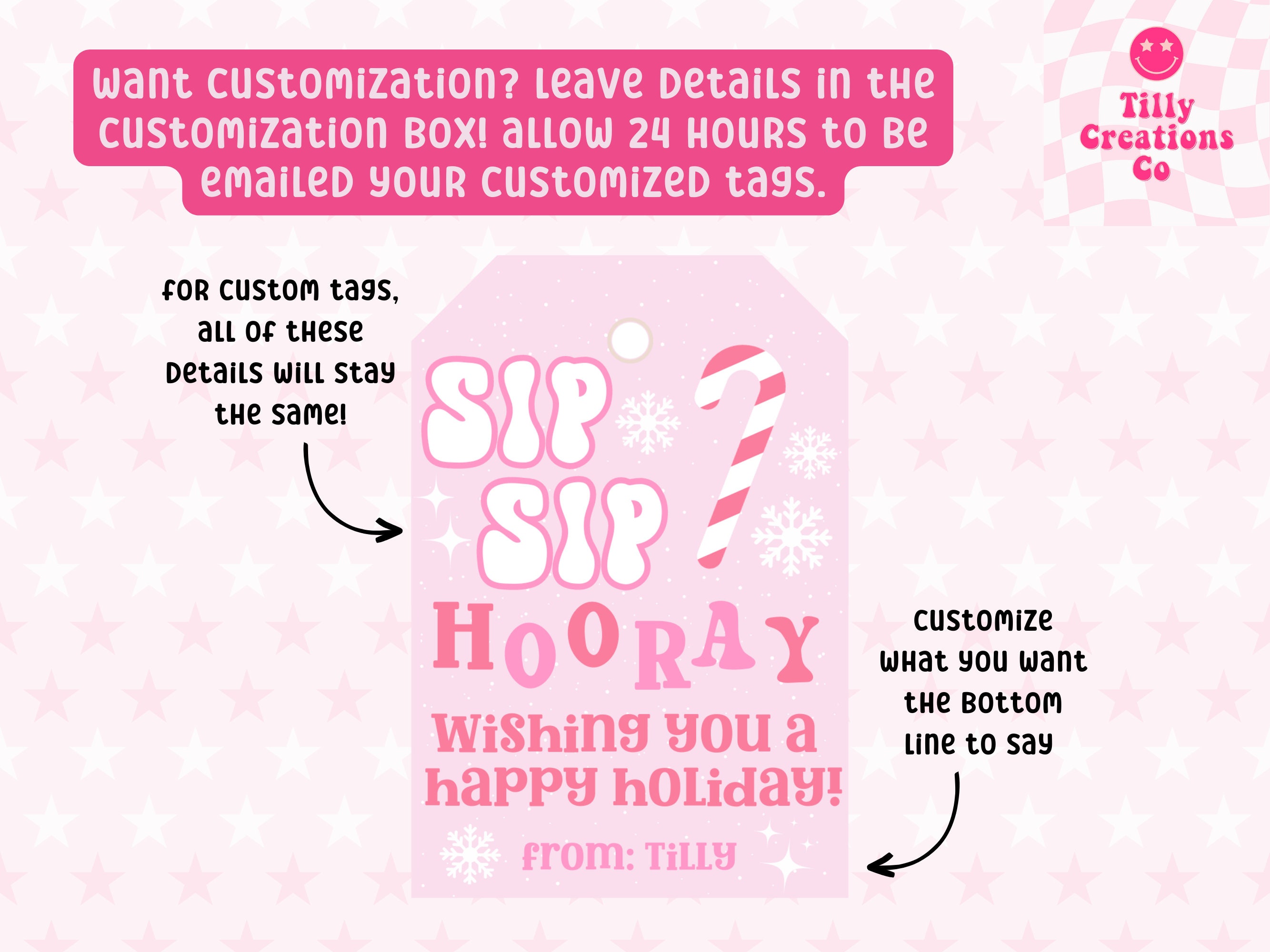 Pink Holiday Gift Tags Printable Digital Download Coffee Tea - Etsy