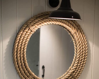 NAUTICAL Coastal Round Rope Mirror | Home Decor Large Wall Mirror | Hanging Rope Wall Mirror | Jute Rope Mirror - Twisted Rope