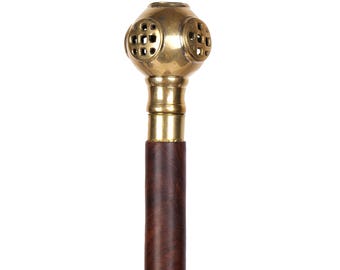 Bastón personalizado con mango de latón y forma de casco náutico, ligero, de 36 pulgadas, para hombres, mujeres y personas mayores, estilo victoriano vintage