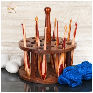 Handmade Mixwood Crochet Hooks Ergonomic 3.5 mm to 12 mm - Engraved with Sizes | Gift for Crochet Lover | Mother&#39;s Day Gift