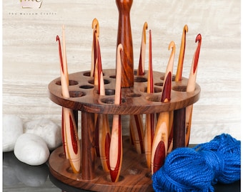Handmade Rosewood Crochet Hooks Set – Ergonomic Mixwood, Engraved Sizes