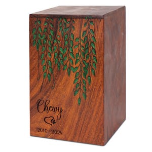 PERSONALIZED Cremation Urns for Dog Ashes - Rosewood Urn - Wooden Engraved Pet Urn - Epoxy Resin Wooden Urns for Pet Ashes