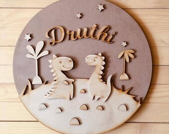 Ready To Paint MDF Base - Dino Theme - 10 inches | Fun for Kids - Games for Kids | Kids art kit | Personalized Christmas Gift