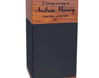 PERSONALIZED Adult Cremation Urn for Human Ashes, Wooden Urn for Funeral Handcrafted Urn with Bag for Storage TSA Approved Urn
