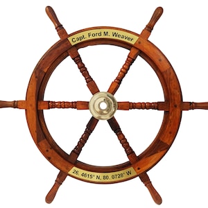 Nautical Coastal Wooden Ship Steering Wheel | Marine Ship Wheel, Nautical Wall Décor, Tropical Vintage Beach House Décor, Wall Décor