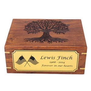 Tree of Life Wooden Cremation Urns for Human Ashes - Urn for Adult Male & Female - Decorative Urns, Funeral Urns, Burial Rosewood Urns