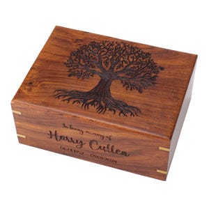 Tree of Life Wooden Cremation Urns for Human Ashes - Urn for Adult Male & Female - Decorative Urns, Funeral Urns, Burial Rosewood Urns