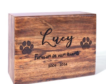 Personalized Pet Urn, Engraved Rosewood, Cat and Dog Memorial