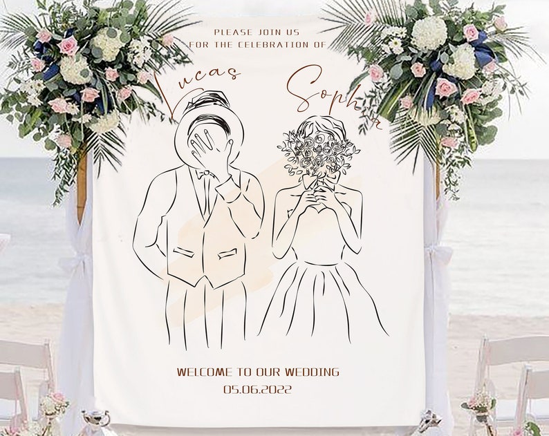 Custom Wedding Backdrop for Reception Event Backdrop Photo BackdropWedding DecorPersonalized Tapestry for Boho Wedding Bridal