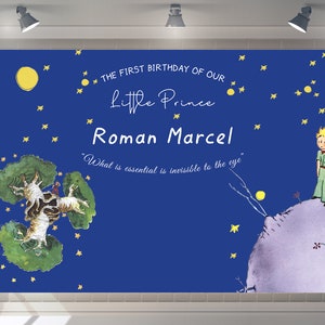 Custom The Little Prince Backdrop Prince party theme Backdrop Happy Birthday Party Decor Photography Boys Birthday Banner