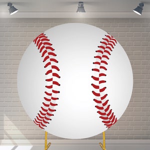 Custom Baseball Round Backdrop with Elastic Birthday Backdrop Baby Shower Photography Personalized Event Party Background