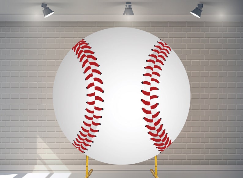 Custom Baseball Backdrop, Elastic Round Personalized Party Photo Booth ...