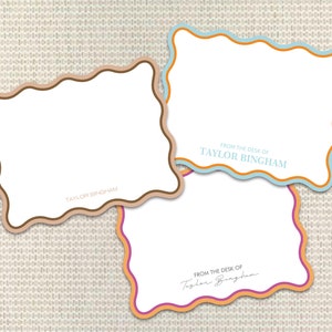 Two Color Wavy Border Stationery Personalized Stationery Custom Notecards with Envelopes Custom Stationery Preppy Monogram