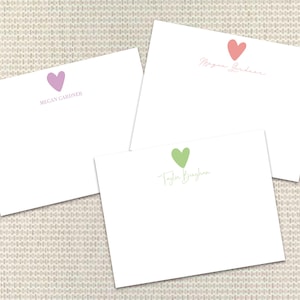 Buntes Herz-Briefpapier-personalisiertes Briefpapier-kundenspezifische Mitteilungskarten mit Umschlägen kundenspezifisches Briefpapier-preppy Monogramm