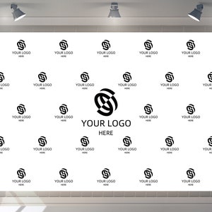 Fondo personalizado para fotografía de pared con logotipo de paso y repetición, fondo blanco para fotografía, decoración personalizada, pancarta, telón de fondo para sesión fotográfica, vinilo y poliéster