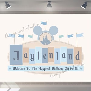 Benutzerdefinierte Baby Dusche Hintergrund Disneyland Hintergrund alles Gute zum Geburtstag Party Dekor Fotografie Jungen und Jungen Geburtstag Party Banner