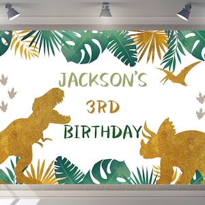 Benutzerdefinierte Babyparty Hintergrund Jurassic Dinosaurier Hintergrund Alles Gute zum Geburtstag Party Dekor Fotografie Jungen Wilde Tiere Dschungel Banner