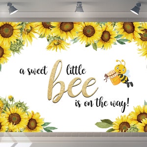 Custom Sweet Bee Day Bee Backdrop Happy Birthday Party Decor Sweet Little Bee Baby Shower Photography Girls Birthday Banner
