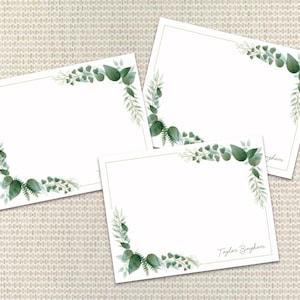 Aquarell Grüne Blätter Briefpapier Personalisiertes Briefpapier für Frau Kundenspezifisches Briefpapier Karten mit Umschlägen Kundenspezifisches Briefpapier für Mutter