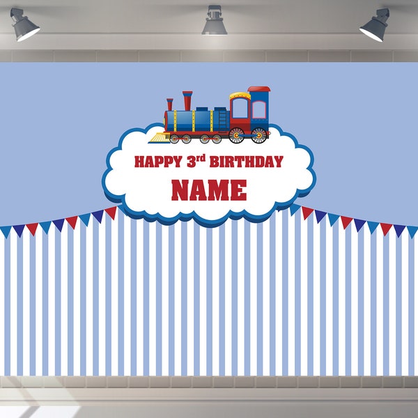 Custom Baby Shower Trains Backdrop Pirate  Backdrop Happy Birthday Party Decor Train Photography Banner