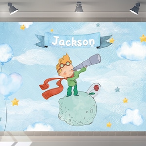 Custom Little Prince party theme Backdrop Happy Birthday Boy Party Decor Photography Baby Shower Banner