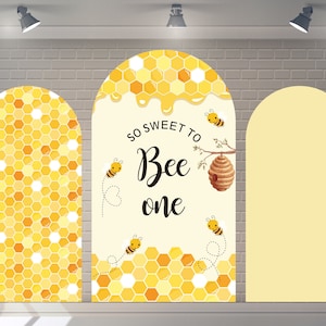 Custom Double-Sided Arch Cover Sweet Bee Day Backdrop Birthday Backdrop Baby Shower Photography Personalized Sweet Little Bee Background