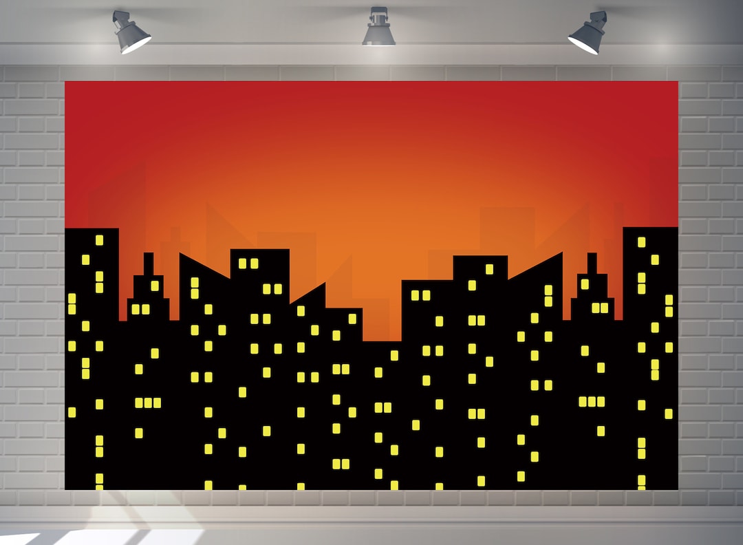 Custom Baby Shower Candy Backdrop Incredibles Skyline Backdrop