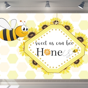 Custom Sweet Bee Day Bee Backdrop Happy Birthday Party Decor Sweet Little Bee Baby Shower Photography Girls Birthday Banner