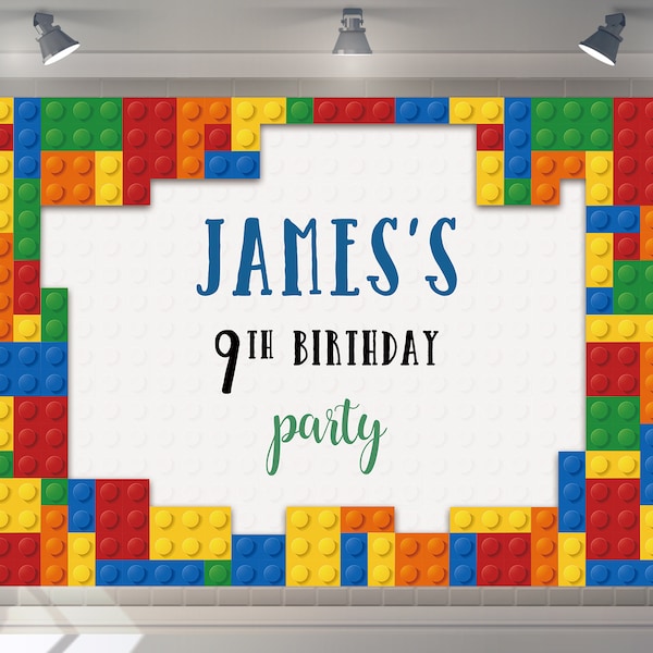 Custom Building Blocks Happy Birthday Party Backdrop Baby Shower Background Photo Booth Decor Photography Banner