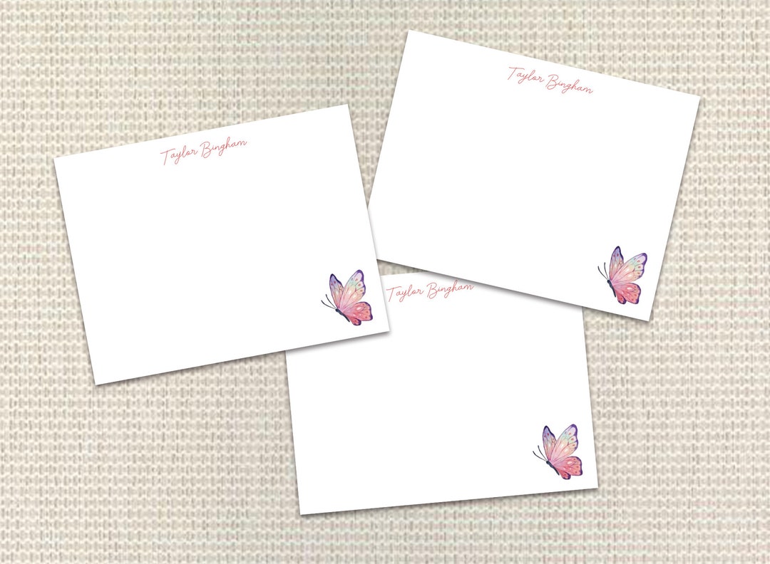 Butterfly Personalized Stationery: Custom Note Cards - Etsy