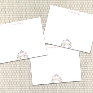 Carrinho de papelaria princesa, cartões de papelaria personalizados com envelopes, papelaria personalizado para meninas, cartão de agradecimento