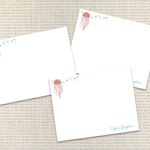 Oktopus-Briefpapier Personalisiertes Briefpapier Individuelle Notecards mit Umschlägen Individuelles Briefpapier Adrette Monogramm-Dankeskarte für Kinder