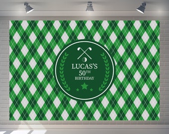 Custom Golf Birthday Backdrop, Argyle Party Decor