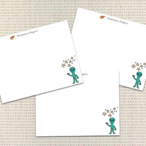 Alien Briefpapier Personalisierte Briefpapier Individuelle Notecards mit Umschlägen Individuelles Briefpapier Adrette Monogramm Dankeskarte für Kinder