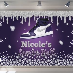 Custom Sneaker Ball Backdrop Sneaker Ball party theme Backdrop Happy Birthday Party Decor Photography Birthday Banner