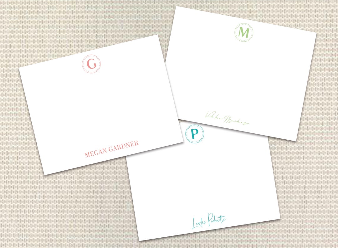 Personalized Note Cards With Envelopes, Custom Monogram Stationery - Etsy