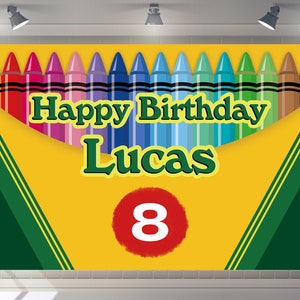 Benutzerdefinierte Baby Shower Kulisse Crayon Personalisieren Hintergrund Happy Birthday Party Decor Fotografie Jungen Banner