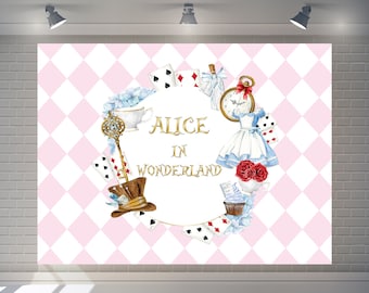 Custom Alice in wonderland Baby Shower Backdrop Starbucks Backdrop Happy Birthday Party Decor Photography  coffee  Banner