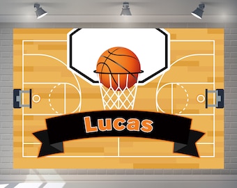 Sfondo personalizzato per compleanno a tema basket, decorazioni per feste sportive