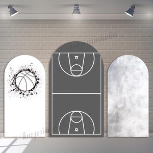 Benutzerdefinierte doppelseitige Bogen Abdeckung Basketball Sport Hintergrund Geburtstag Hintergrund Babyparty Fotografie Sport Party Hintergrund