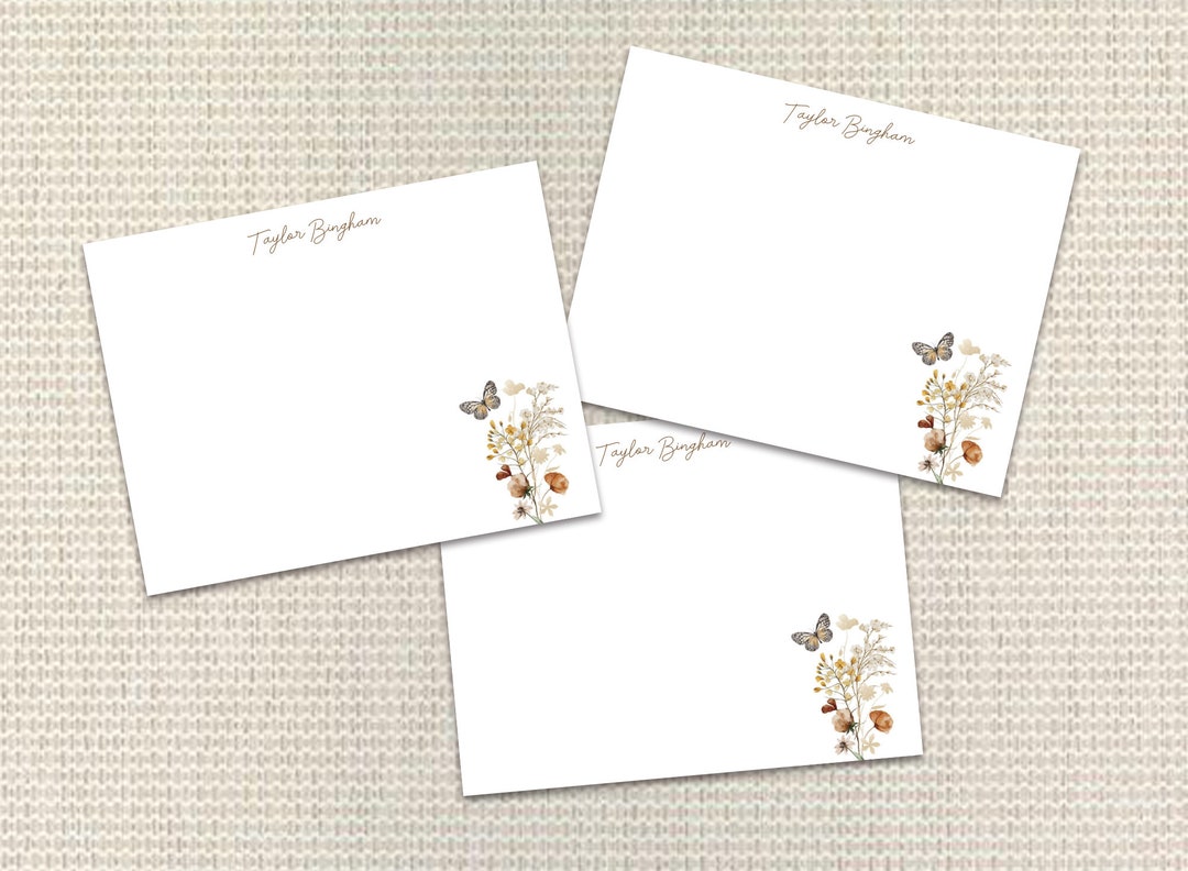 Floral Personalized Stationery Set, Custom Notecards With Envelopes - Etsy
