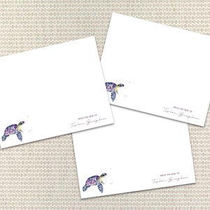 Wasserfarbe Schildkröte Briefpapier Personalisiertes Briefpapier für Frau Kundenspezifische Mitteilungskarten mit Umschlägen Kundenspezifisches Briefpapier Preppy Monogramm