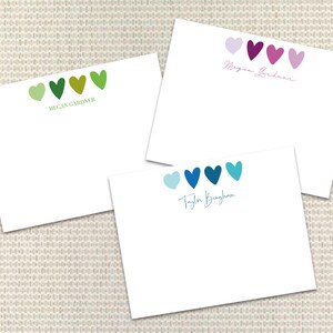 Buntes Herz-Briefpapier-personalisiertes Briefpapier-kundenspezifische Mitteilungskarten mit Umschlägen kundenspezifisches Briefpapier-preppy Monogramm
