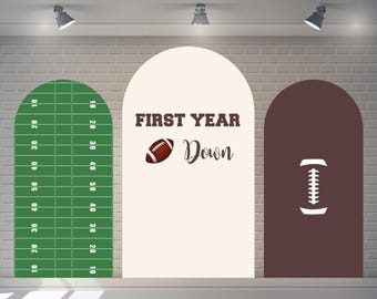 Custom Football Arch Backdrop Cover, First Year Down Birthday