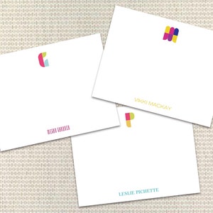 Kinder Buntes Personalisiertes Briefpapier Individuelle Notizkarten mit Umschlägen Individuelles Briefpapier Preppy Monogramm Danke Notizen