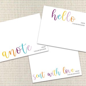 Buntes Briefpapier Personalisiertes Briefpapier Individuelle Notecards mit Umschlägen Individuelles Briefpapier Adrettes Monogramm