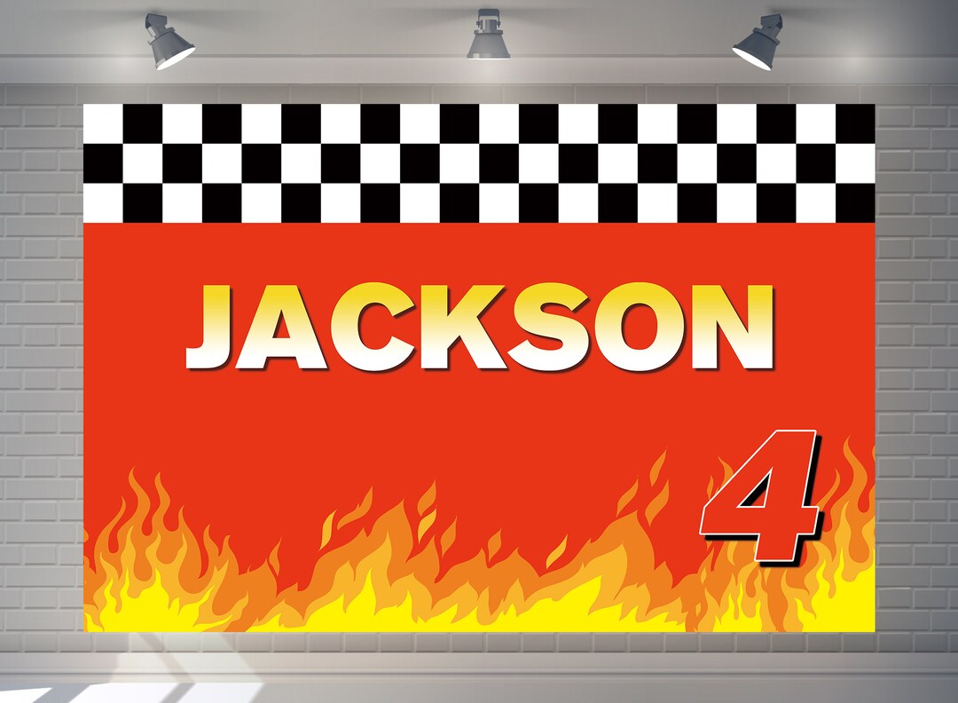 Custom Baby Shower Race Car Backdrop Happy Birthday Party Decor